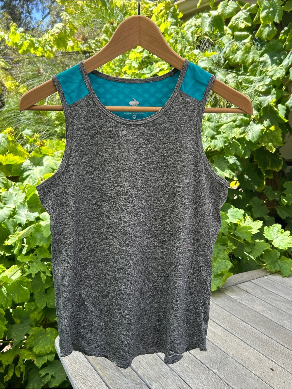 Rabbit Gray Heather Athletic Tank with Teal Accents - Running